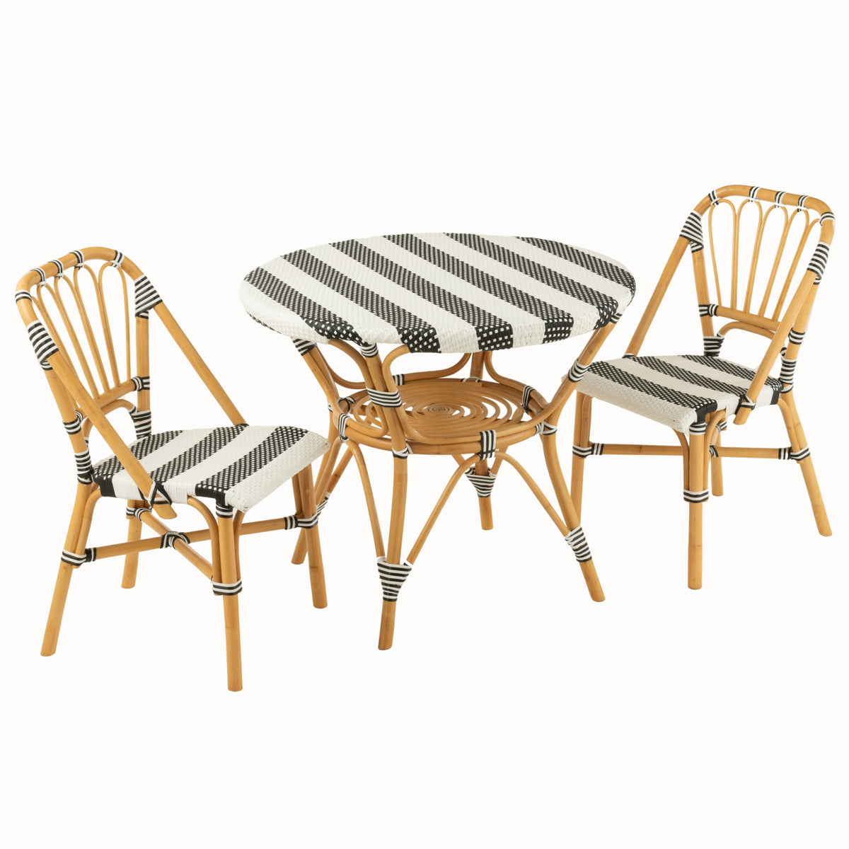 Spisebord i rattan, sort/hvid – J-Line