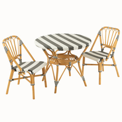 Spisebord i rattan, sort/hvid – J-Line