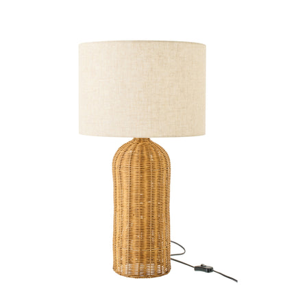 Bordlampe, cylinder, metal, natur/naturhvid, lille, J-Line