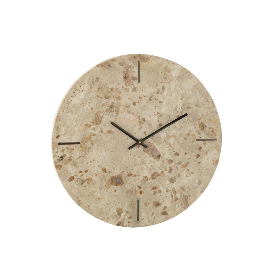 Vægur rundt marmor beige/sort J-Line