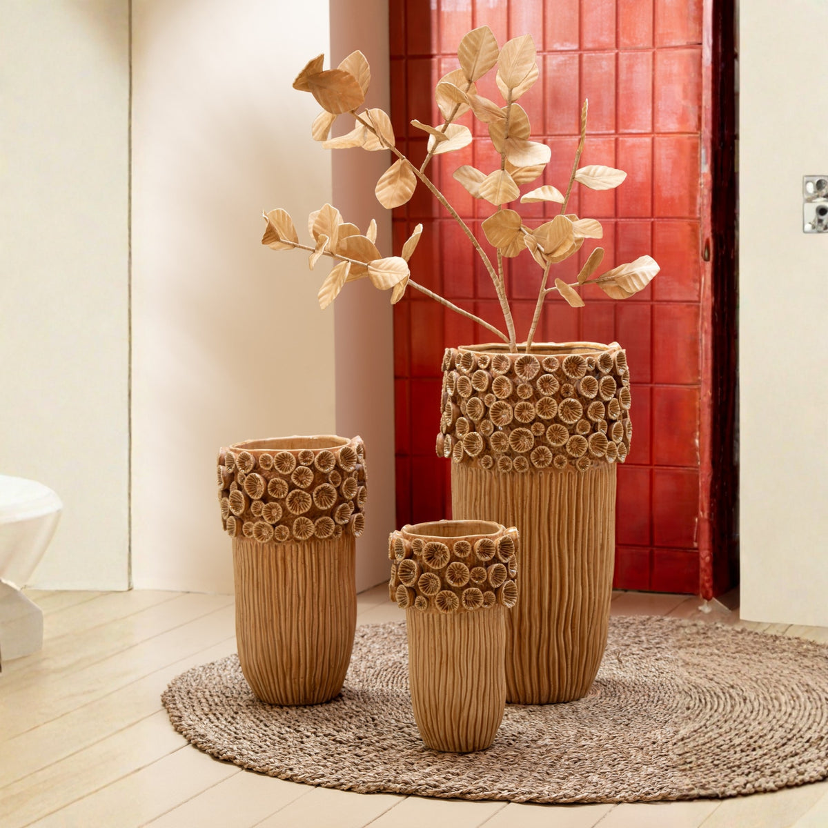 Vase Koral Høj Ler Okker Small L19,5xB18,5xH21,5 cm J-Line