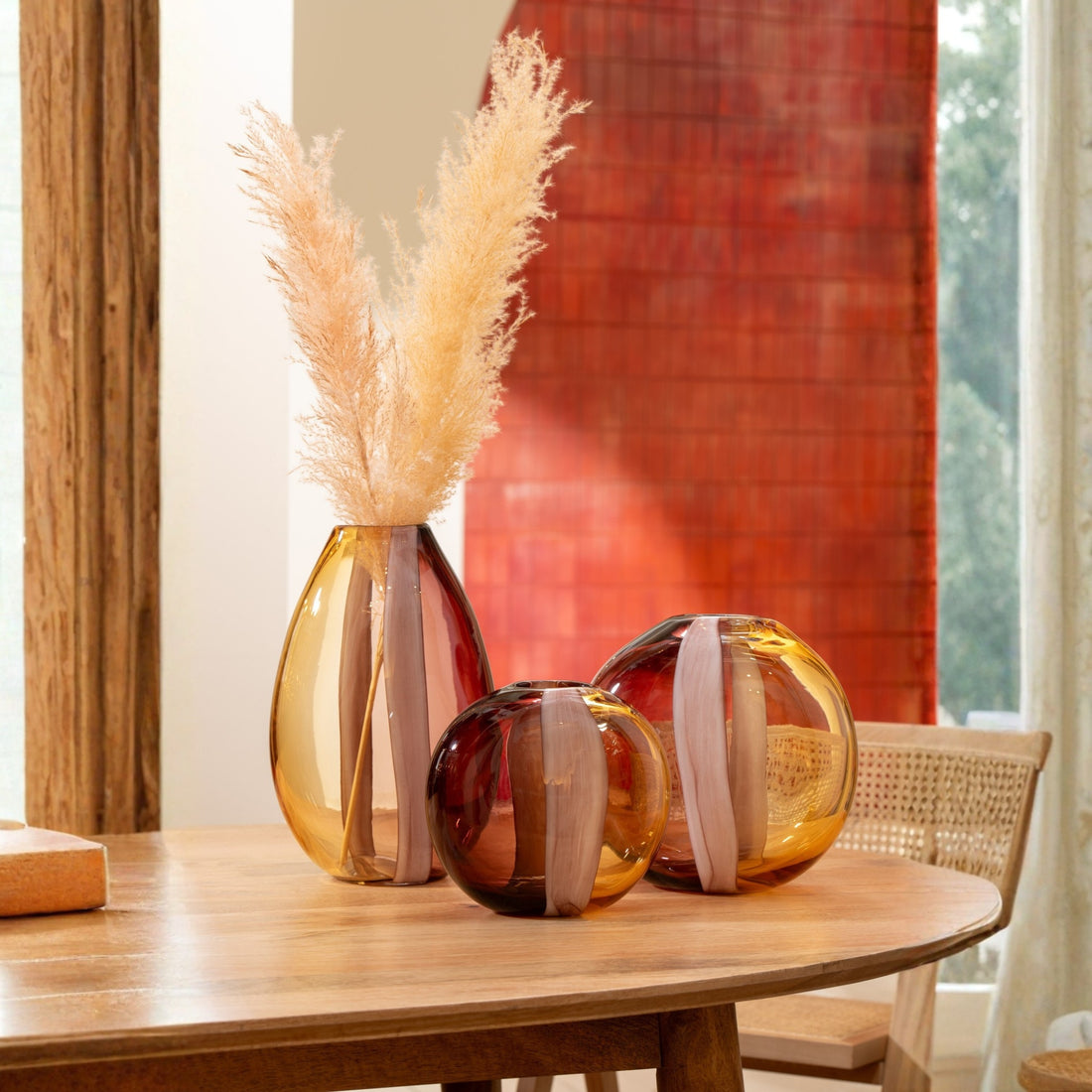 Vase Arun Glas Brun/Gul Small L21,5xB11,5xH21cm J-Line
