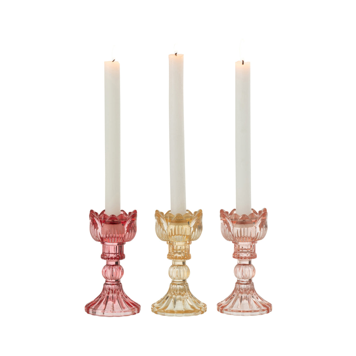 Lysestage Rose Varm Glas Mix Sæt med 3 J-Line