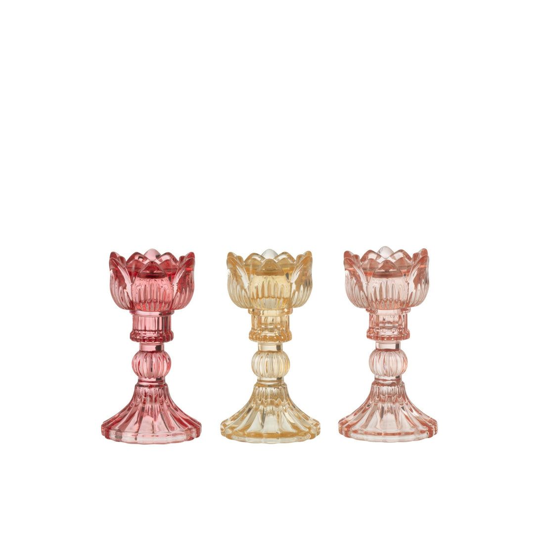 Lysestage Rose Varm Glas Mix Sæt med 3 J-Line