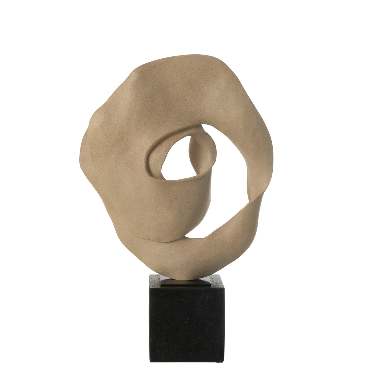 Abstrakt dekoration på sokkel i resin beige/sort J-Line