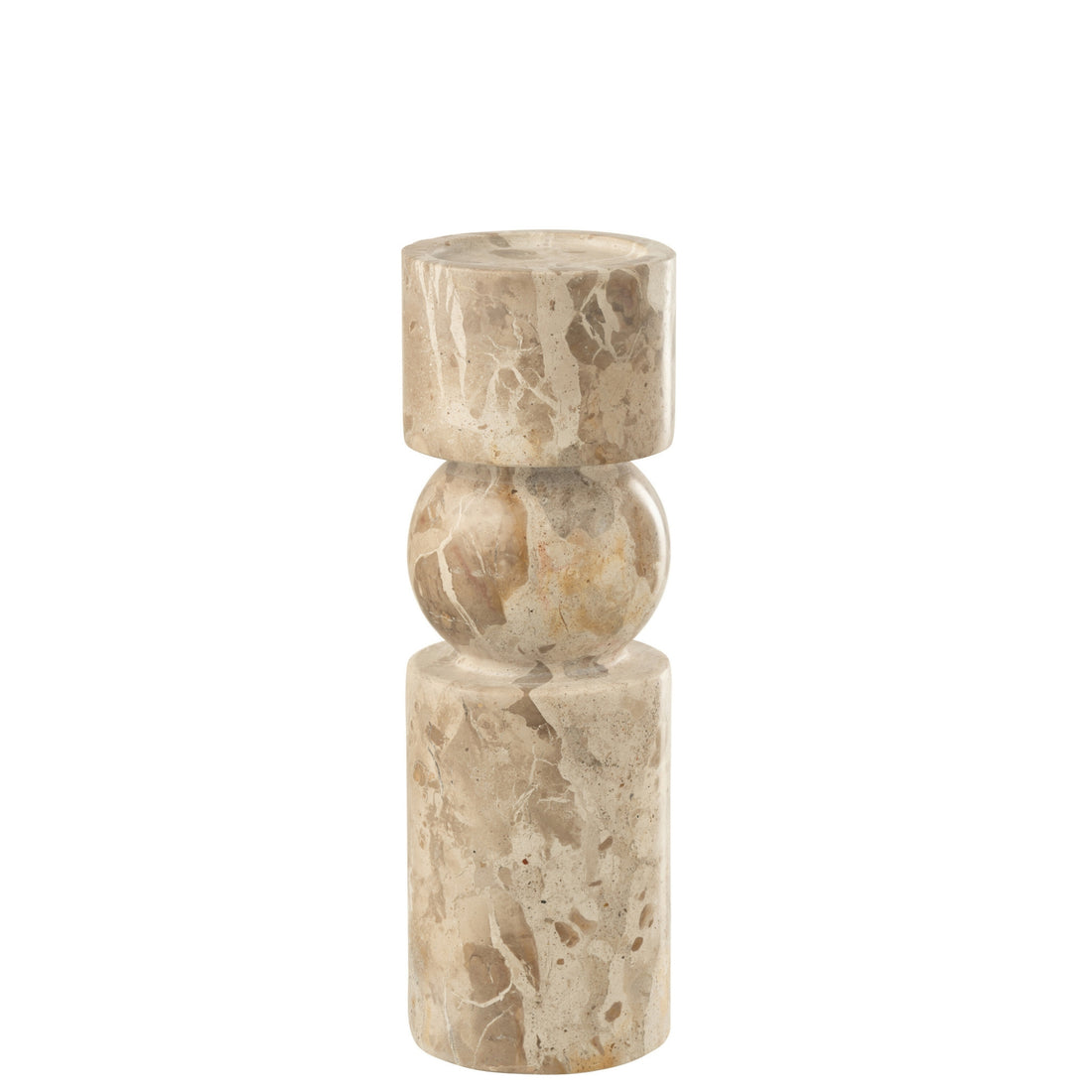 Lysestage i beige marmor, stor – J-Line
