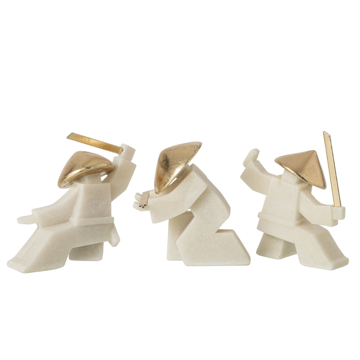 Figur i kampsport, harpiks, hvid/guld, sortiment med 3 stk. – J-Line