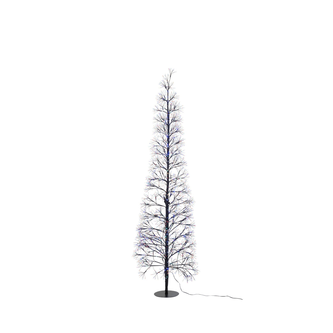 Juletræ med flerfarvet LED-lys, sort metal, stor, H 180 cm, J-Line