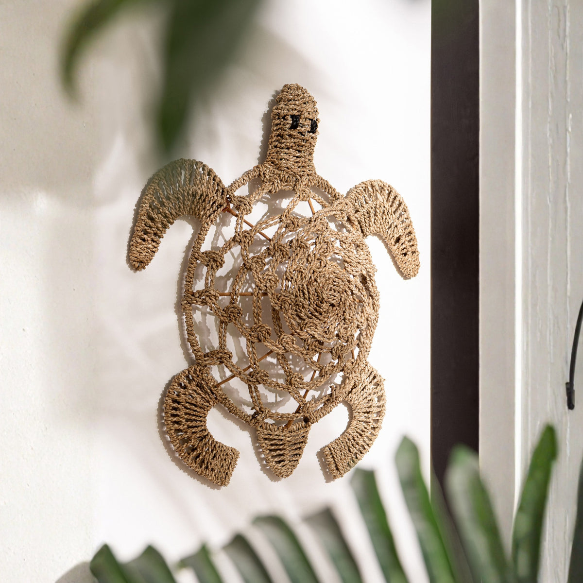 Sæt med 2 vægdekorationer, skildpadde, søgræs, naturfarvet J-Line