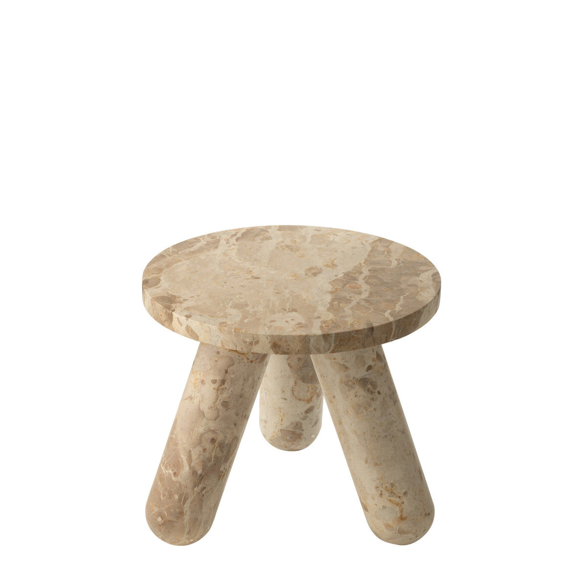 Rundt sidebord i beige marmor J-Line