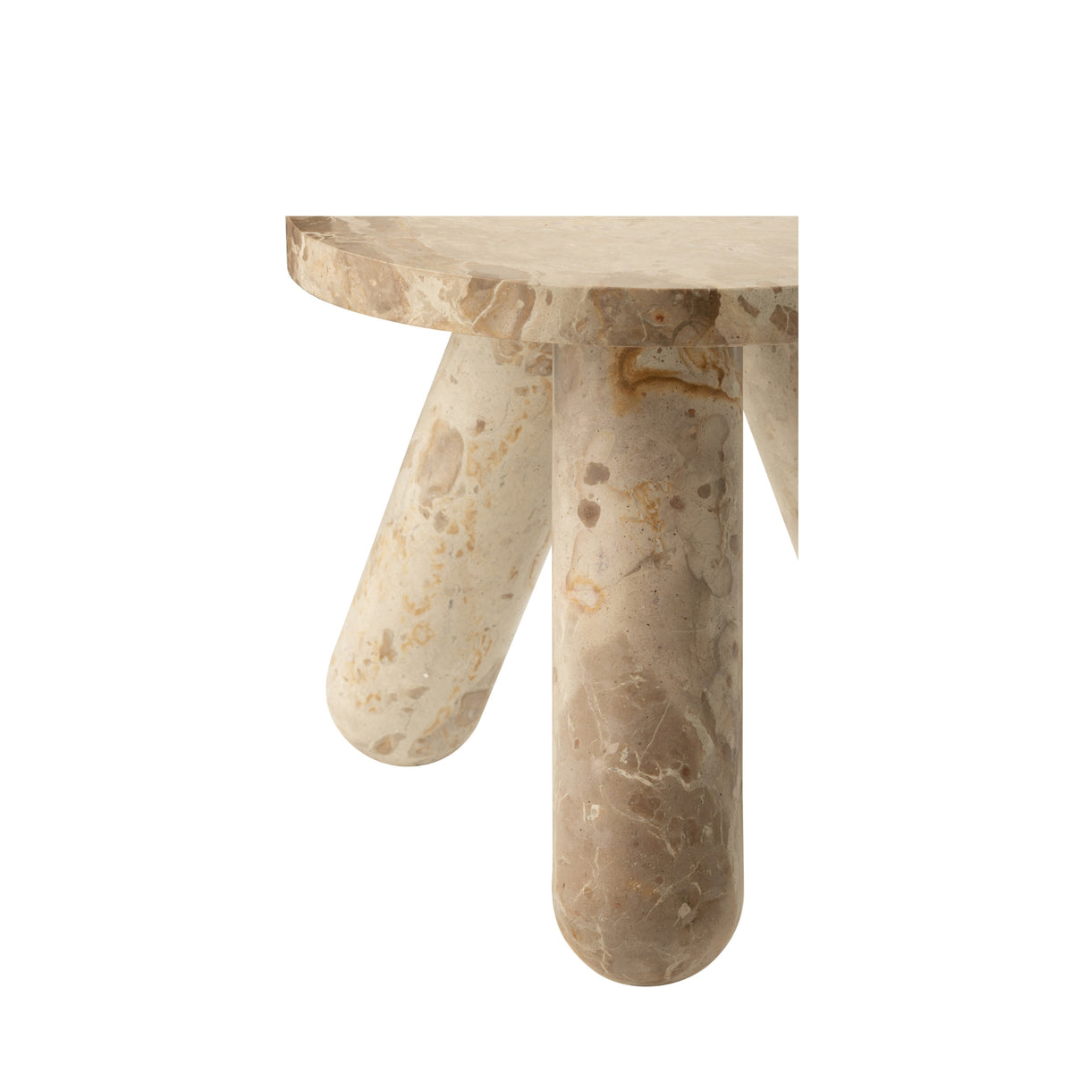 Rundt sidebord i beige marmor J-Line