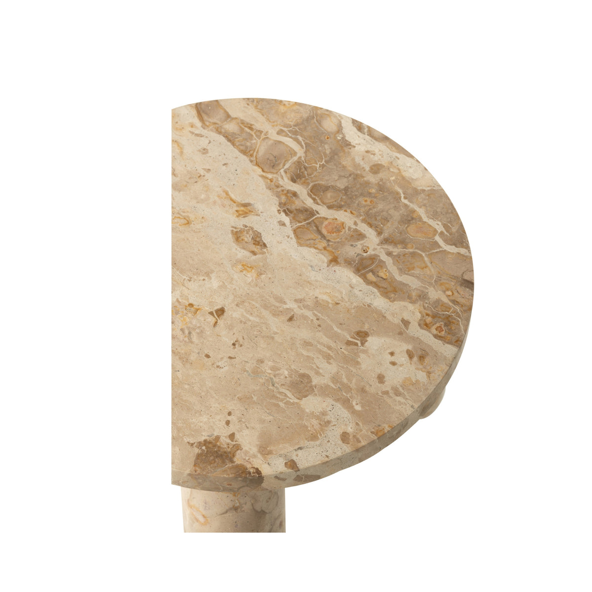 Rundt sidebord i beige marmor J-Line