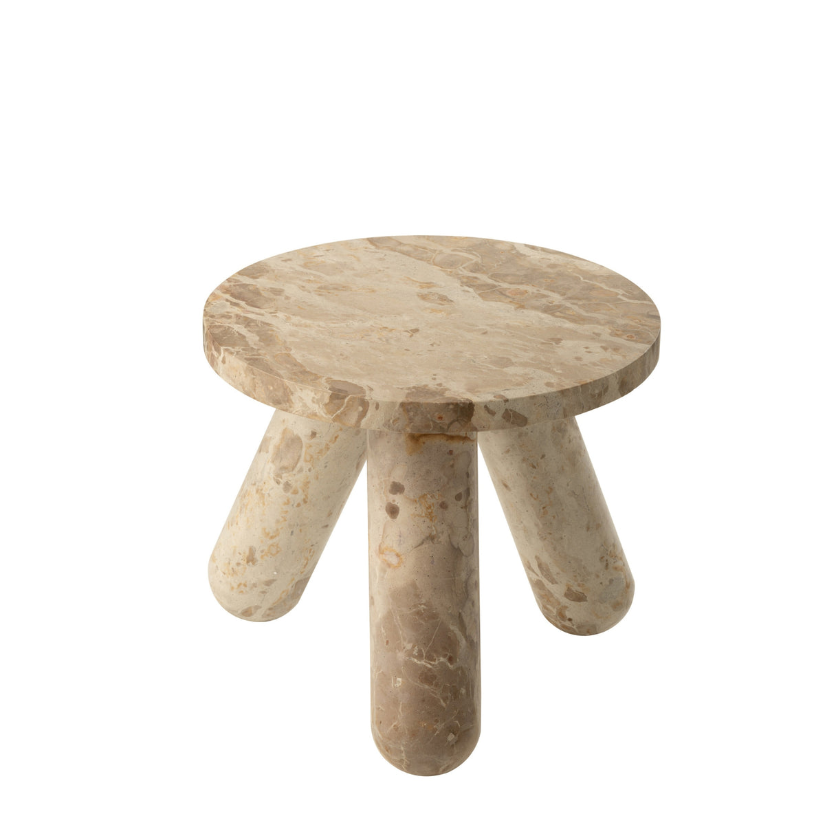 Rundt sidebord i beige marmor J-Line