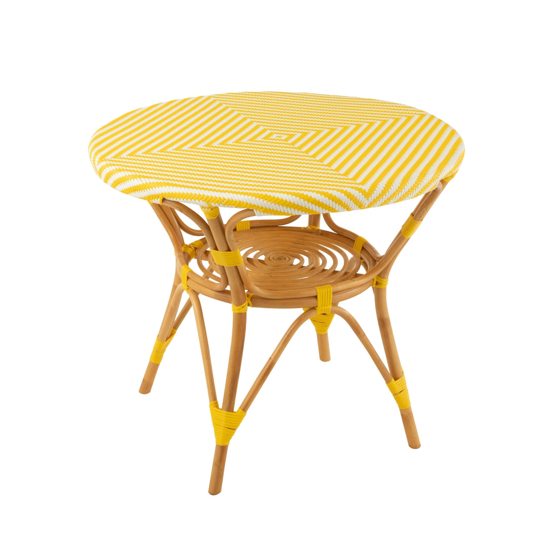 Spisebord i rattan, gul/hvid, J-Line