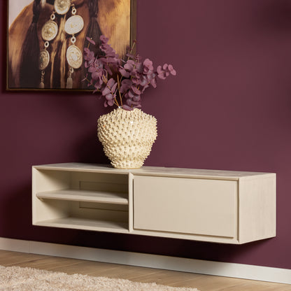 Svævende tv-møbel Ambiance i naturligt mangotræ, 120 cm, Starfurn