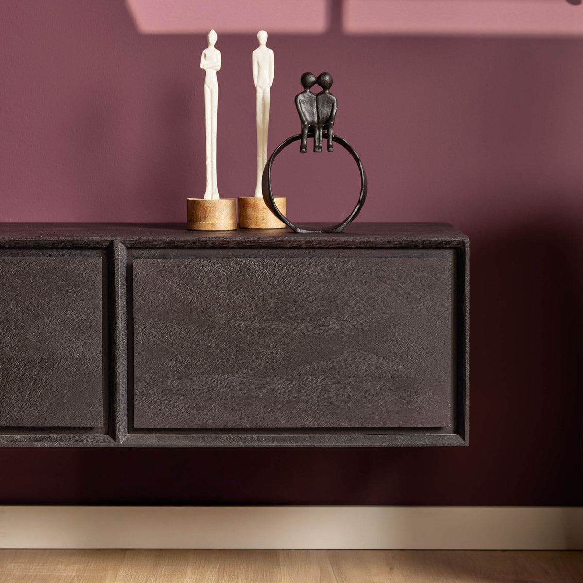 Svævende TV-bord Ambiance mangotræ sort 120 cm Starfurn