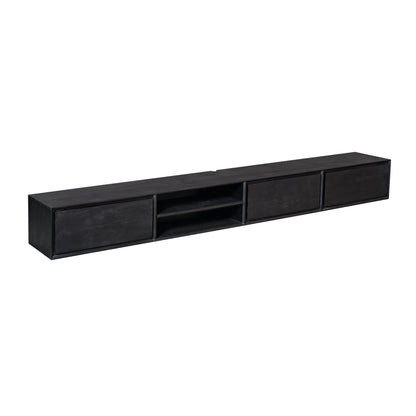 Svævende tv-møbel Ambiance mangotræ sort 240 cm Starfurn