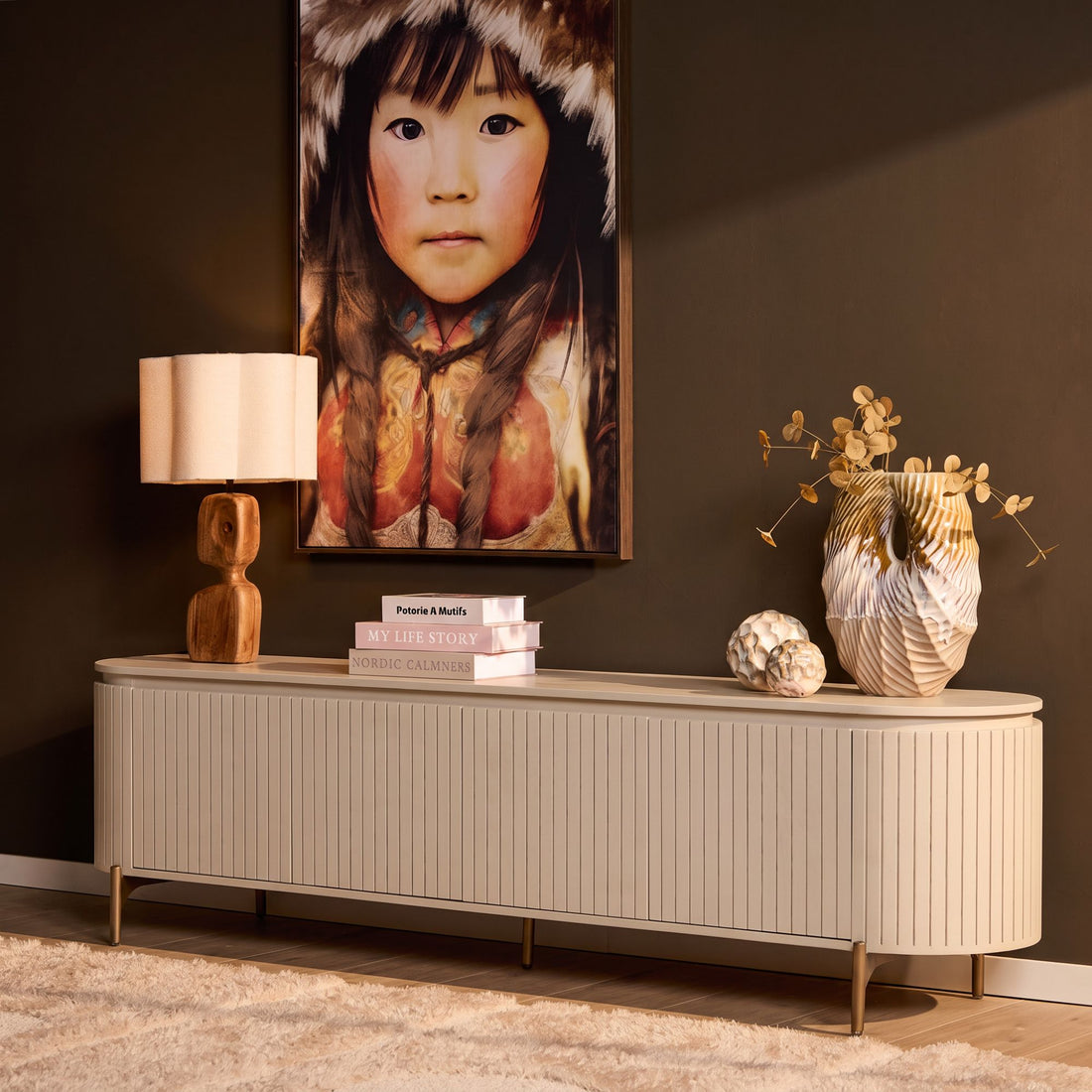 Tv-møbel Solana mangotræ sand 210 cm Starfurn