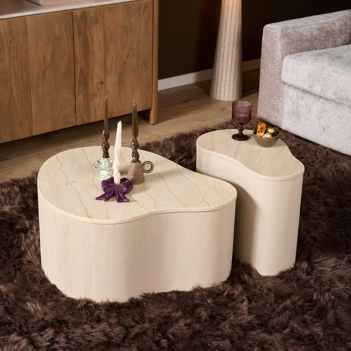 Sofabord Lovi mangotræ sand 50 cm Starfurn