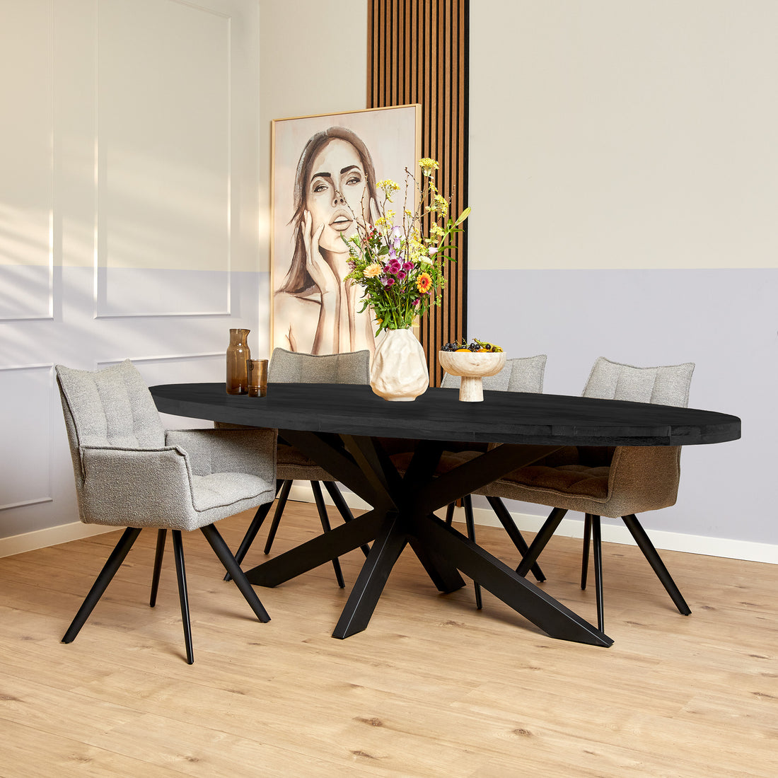 Spisebord Denver mangotræ sort ovalt 240 cm Starfurn