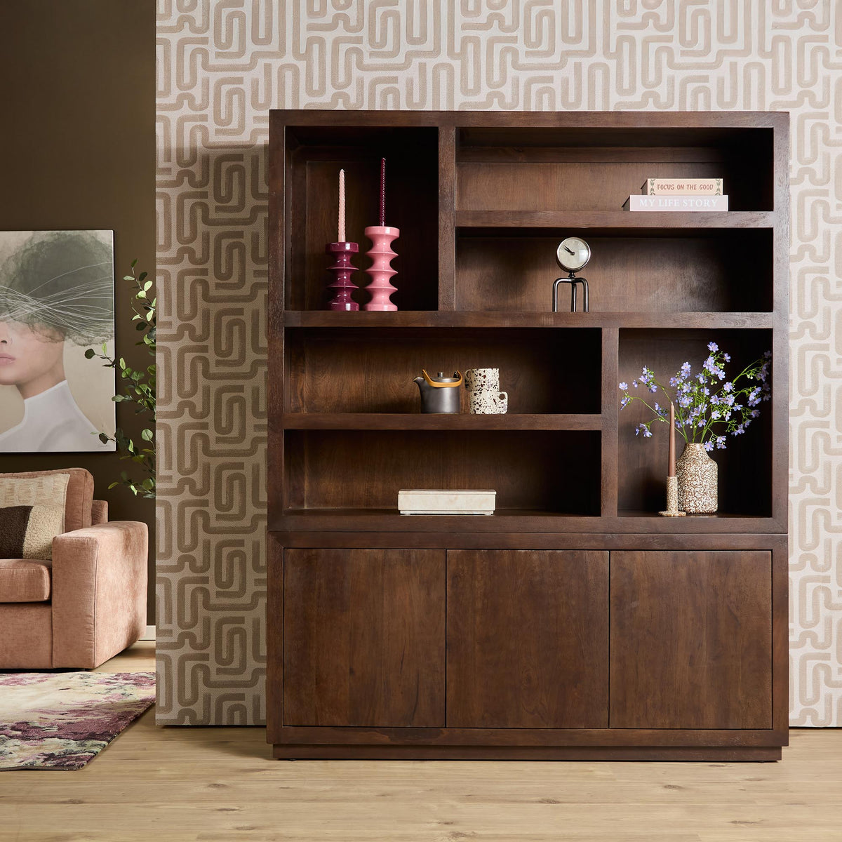 Reolskab Brussel mangotræ brun 160 cm Starfurn