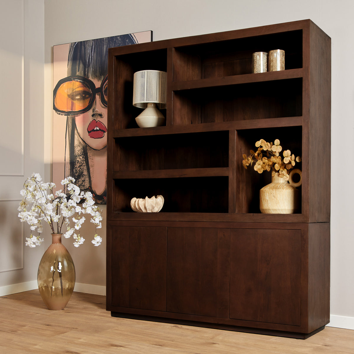 Reolskab Brussel mangotræ brun 160 cm Starfurn