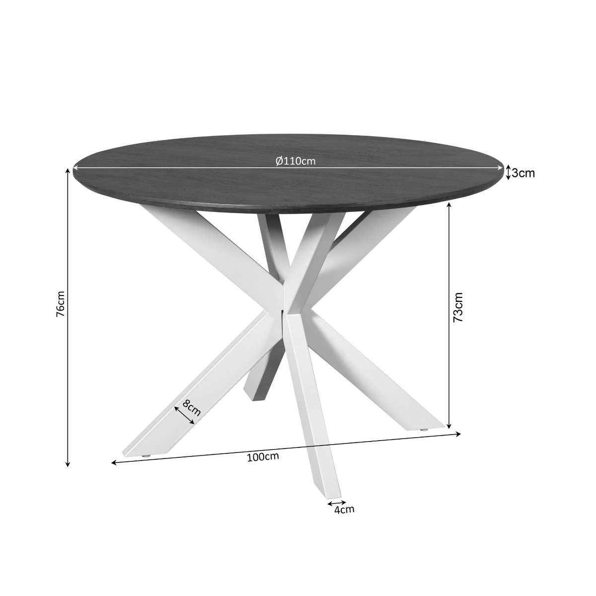 Spisebord Madison mangotræ natur rund 110 cm Starfurn