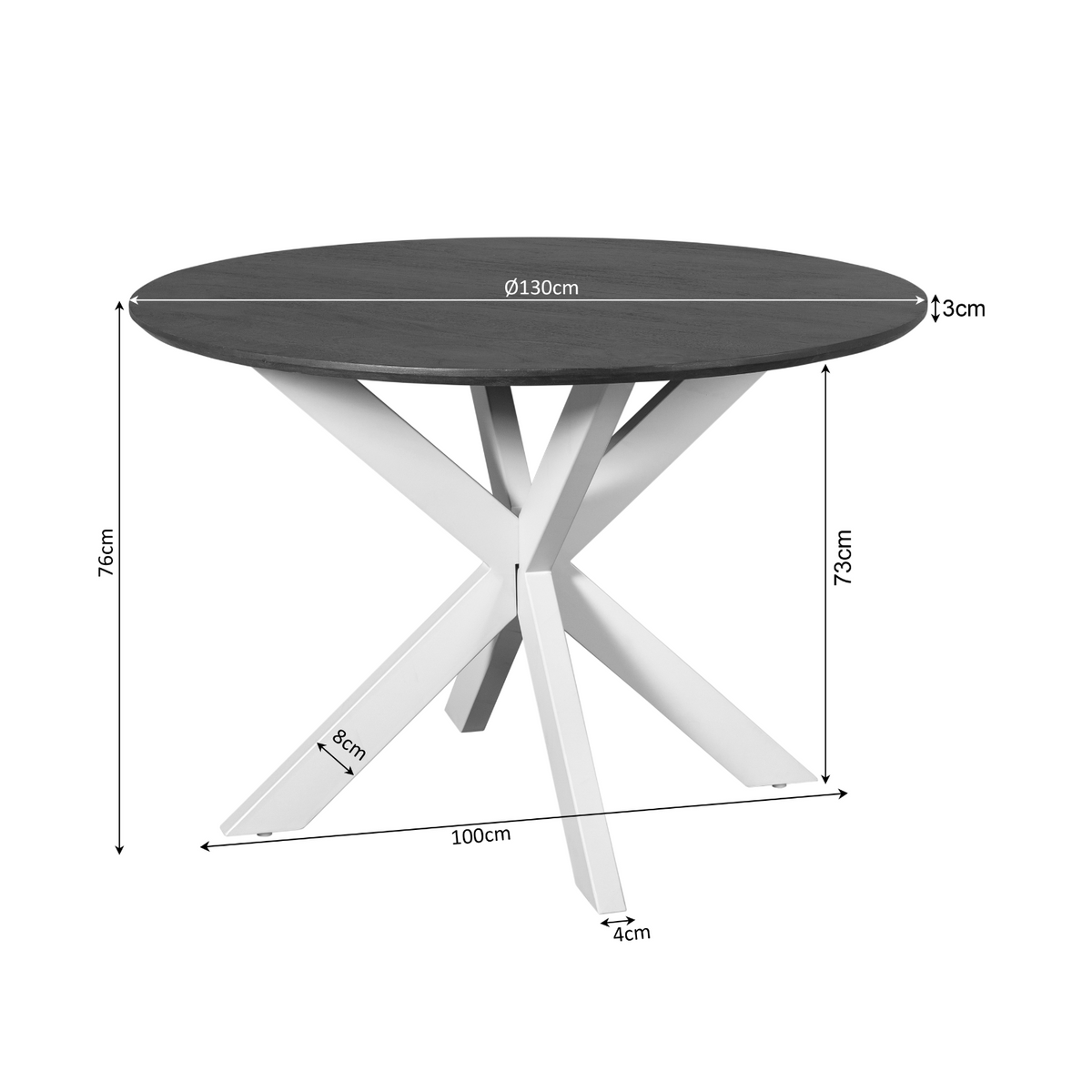 Spisebord Madison naturfarvet mangotræ rund 130 cm Starfurn