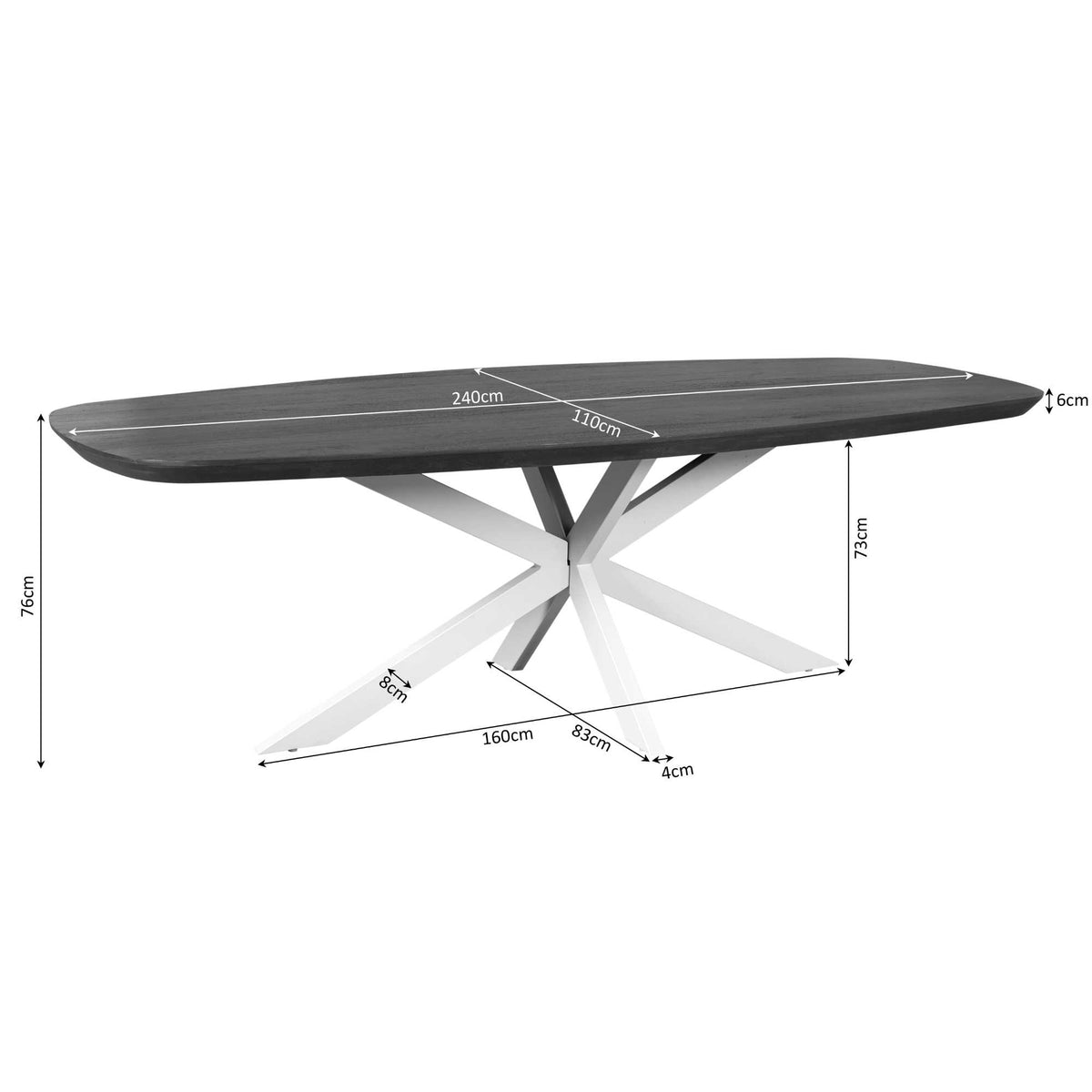 Spisebord Madison mangotræ naturfarvet dansk ovalt 240 cm Starfurn