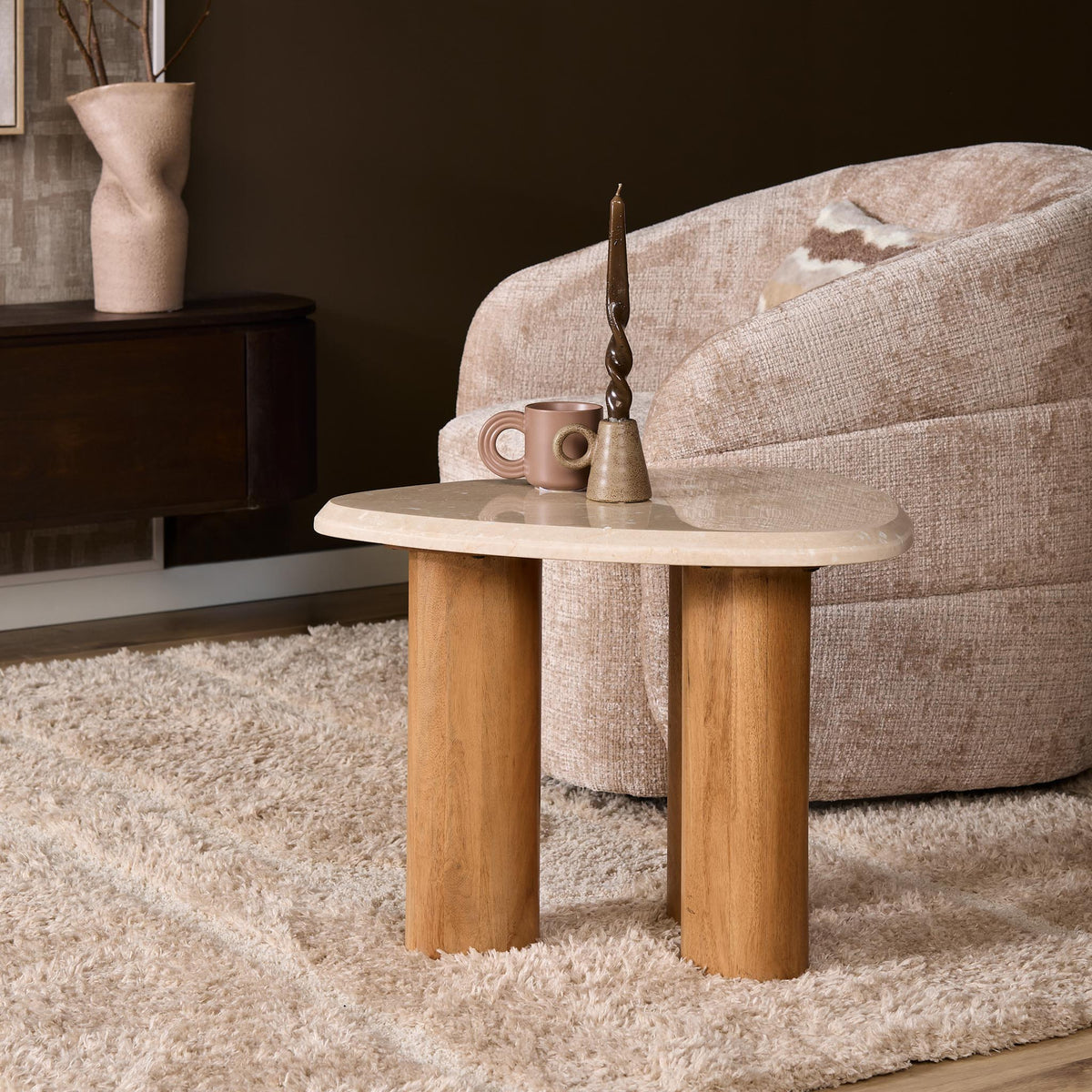 Sidebord Nuvé Botticino-marmor natur 60 cm Starfurn