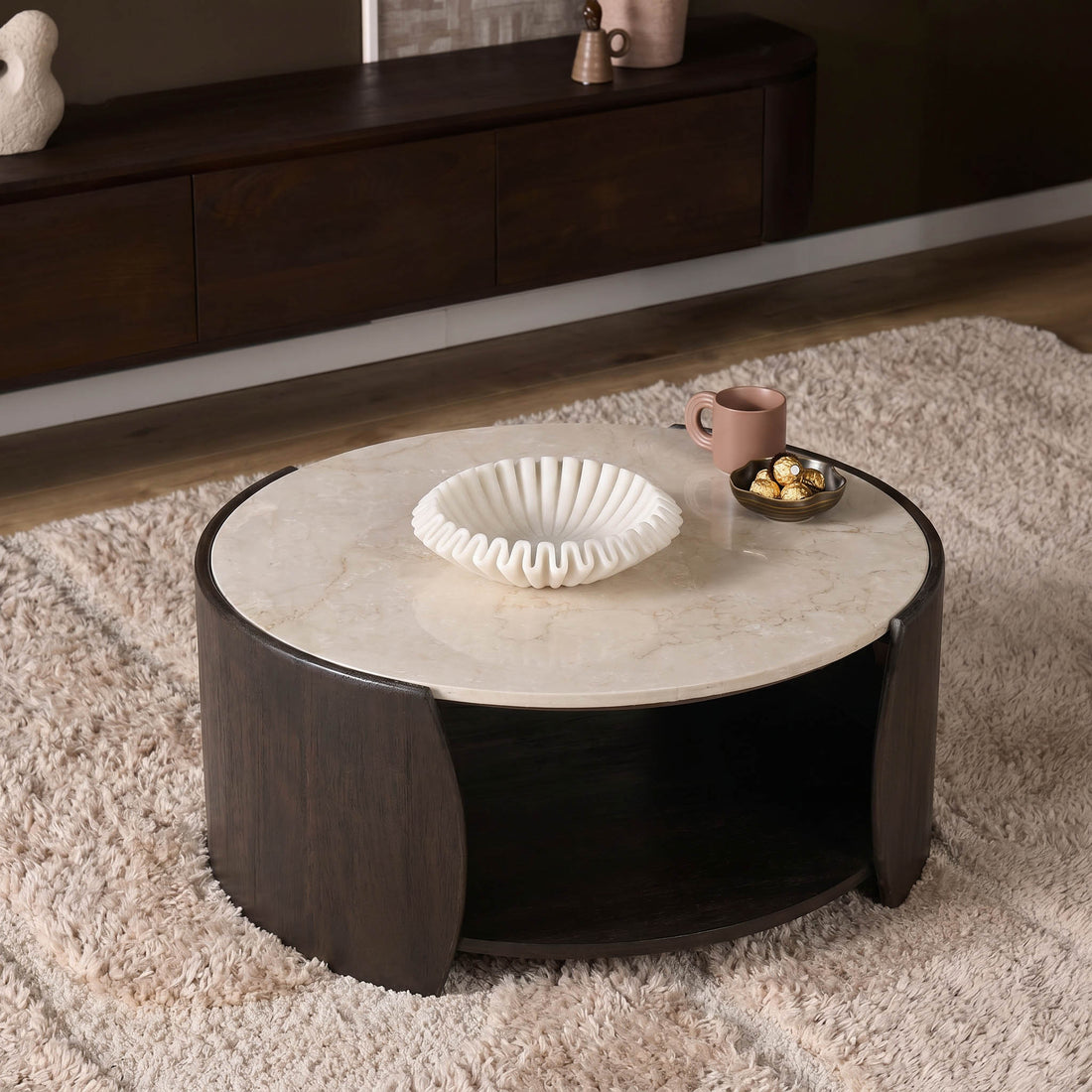 Sofabord Rune Botticino-marmor 80 cm Starfurn