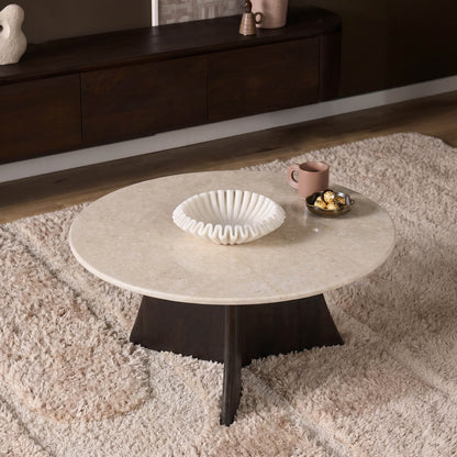 Sofabord Milo i Botticino-marmor, 80 cm, Starfurn