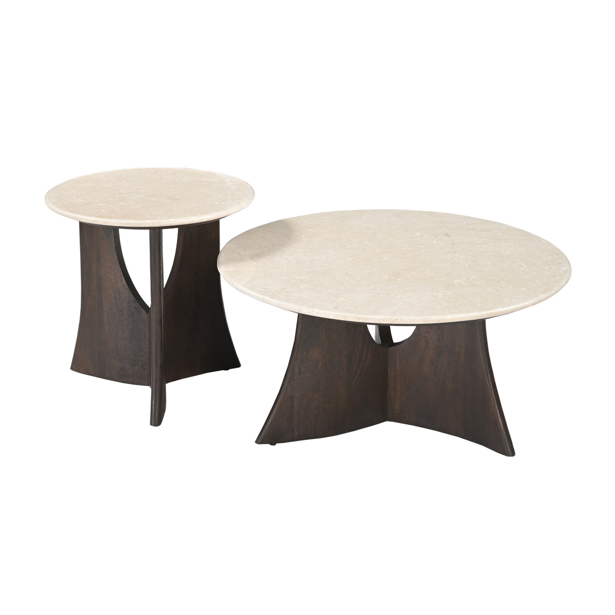 Sofabord Milo i Botticino-marmor, 80 cm, Starfurn