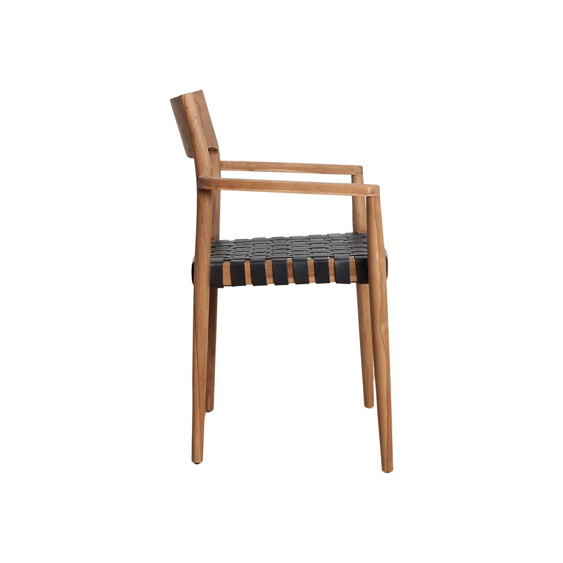 Freya spisebordsstol med armlæn i sort læder, sæt med 2, Raw Materials