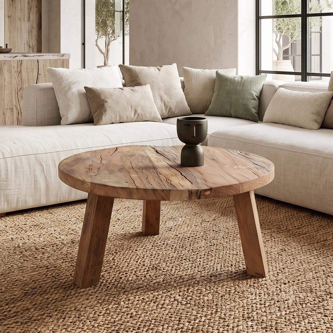 Farmwood sofabord rundt L Raw Materials