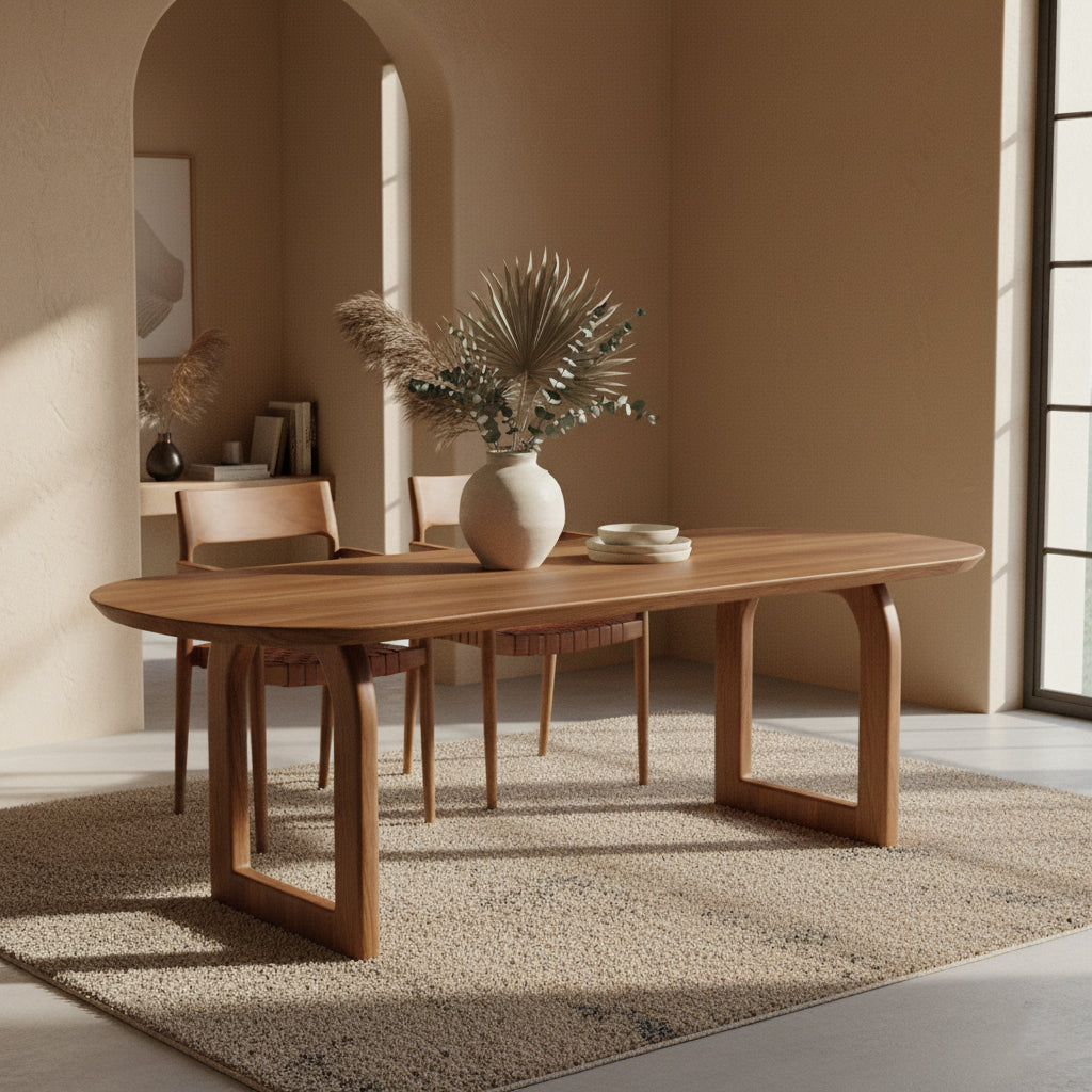 Bullnose spisebord Open Brun 180 cm Raw Materials