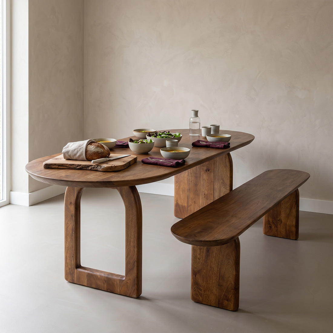 Bullnose spisebord Mix brun 240 cm Raw Materials