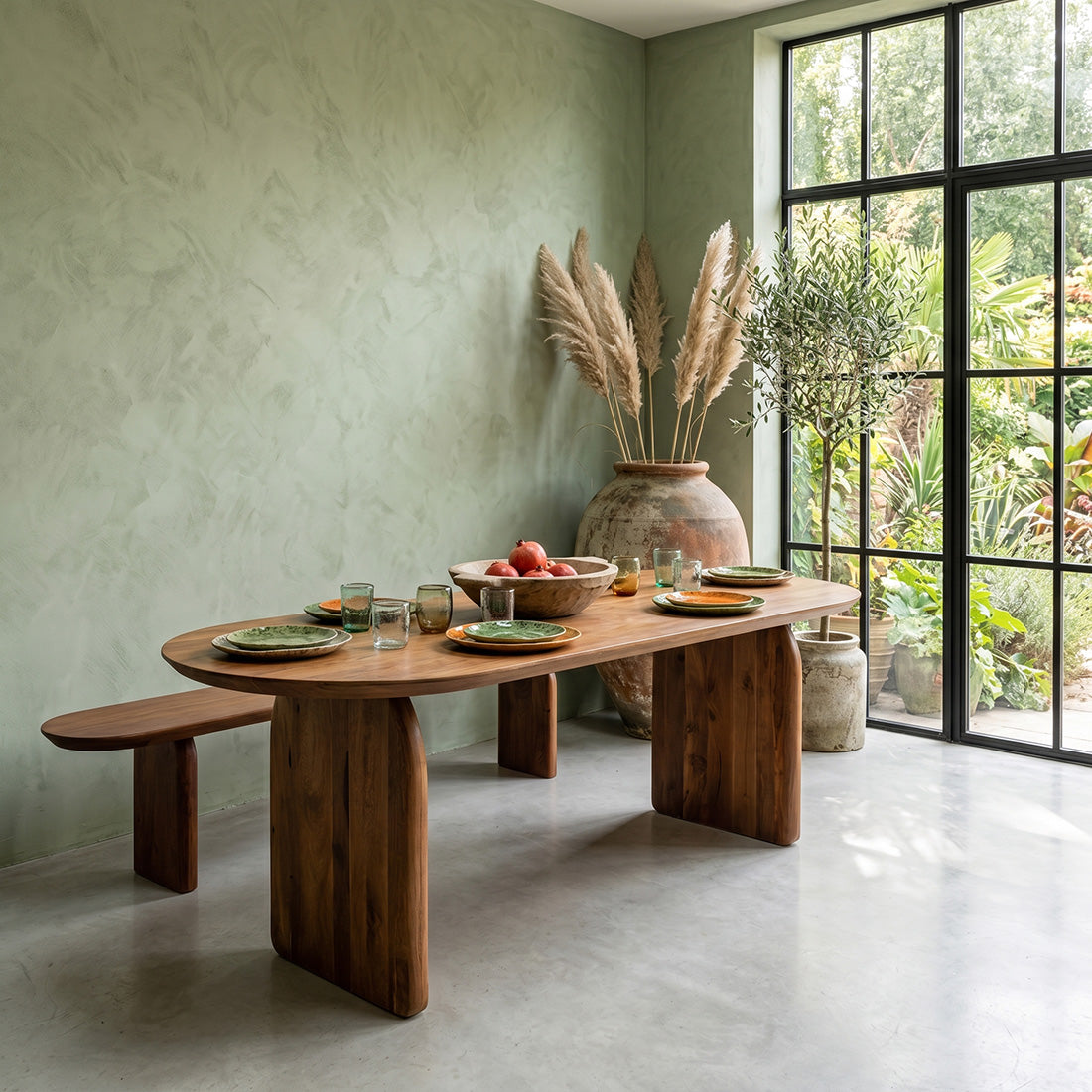 Bullnose spisebord lukket brun 240 cm Raw Materials