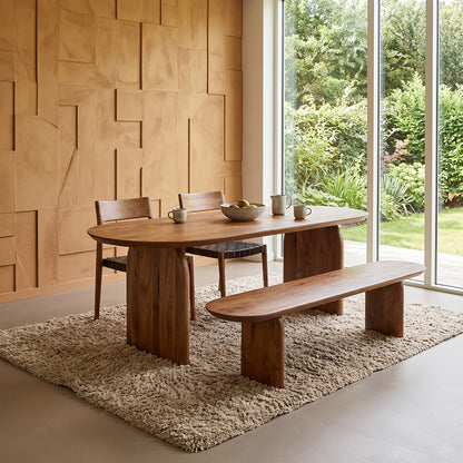 Bullnose spisebord lukket brun 240 cm Raw Materials