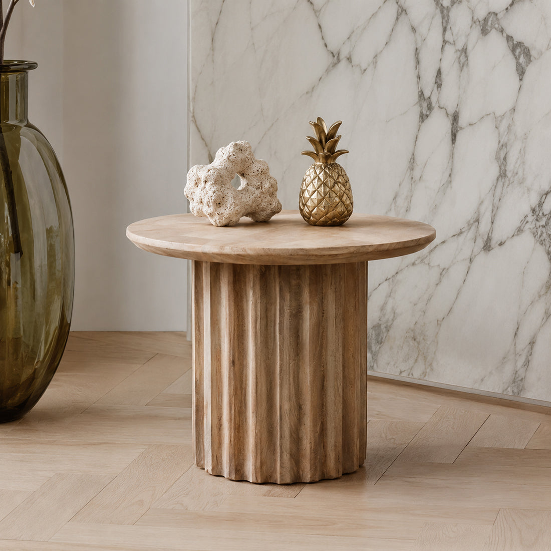 Sidebord Reversed Fluted Naturel 55 cm Raw Materials
