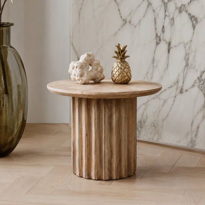 Sidebord Reversed Fluted Naturel 55 cm Raw Materials