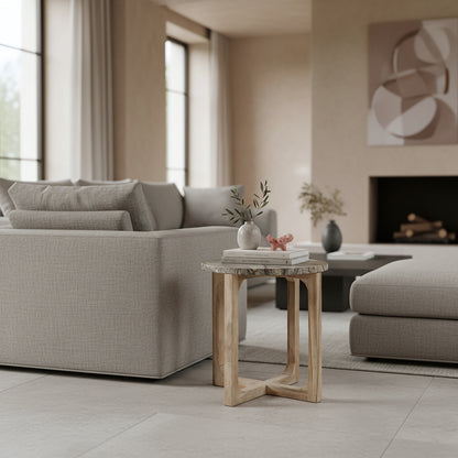 Sidebord Bizar marmor – 50 × 50 × 50 cm Raw Materials