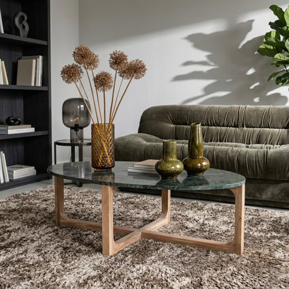 Sofabord i grøn oval marmor – Raw Materials