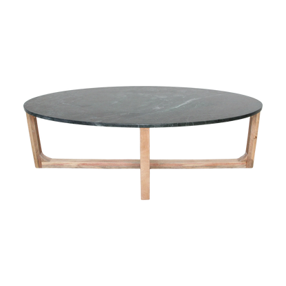 Sofabord i grøn oval marmor – Raw Materials