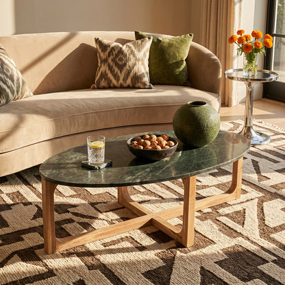 Sofabord i grøn oval marmor – Raw Materials