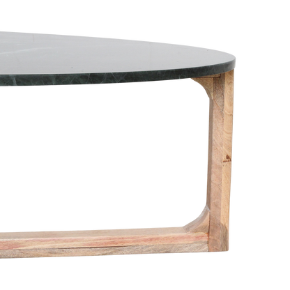 Sofabord i grøn oval marmor – Raw Materials