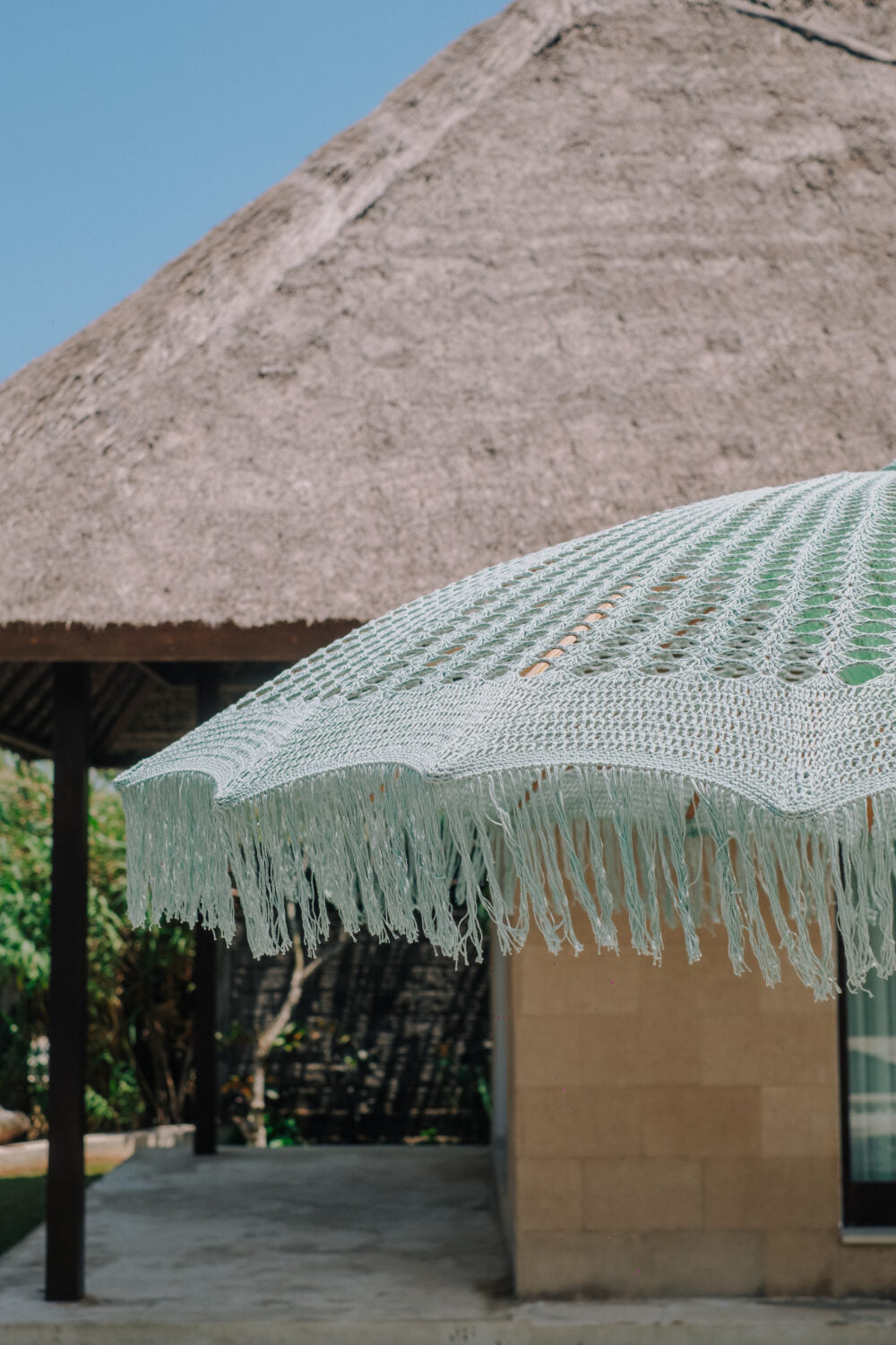 Bali parasol i grøn macramé Ø250 cm Todo Bien