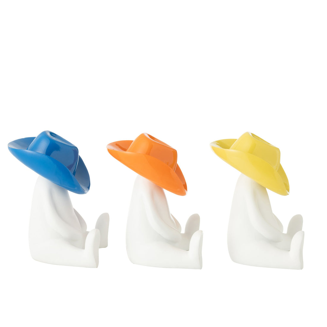 Figur cowboyhat i harpiksmix, sæt med 3, J-Line