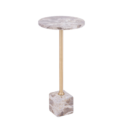 Ebe hoge bijzettafel van PTMD van boven gezien, beige marmeren blad