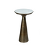 Bijzettafel Essy van Starfurn met rond wit marmeren blad op een goudkleurige poot, Ø38cm x H60cm